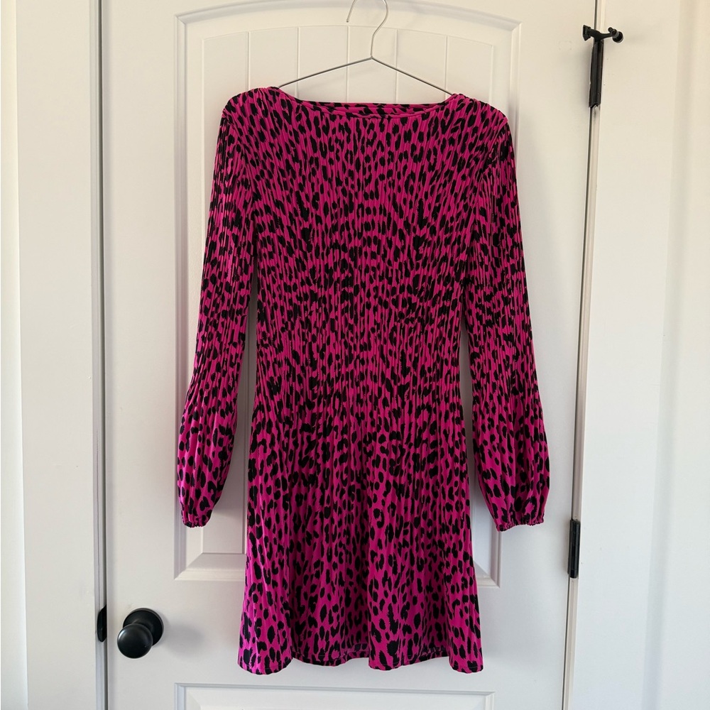 Maje Vibrant Pink and Black Patterned Skirt